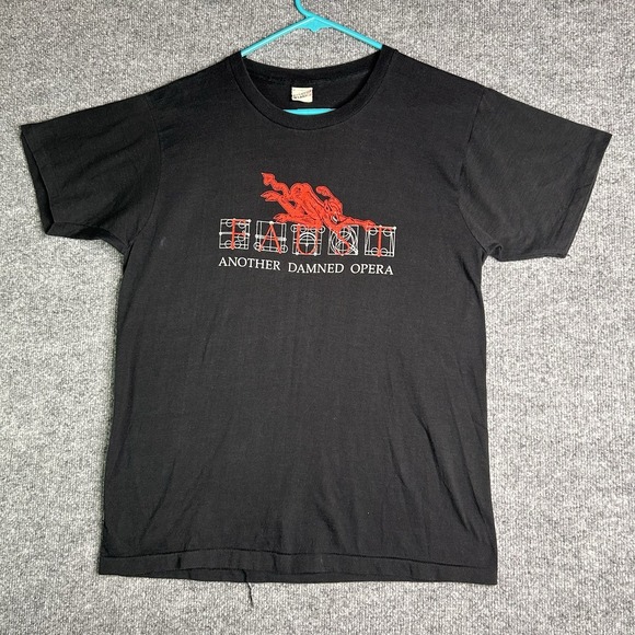 Vintage 80's Faust T-shirt Adult Size Large Another Damned Opera Black Graphic - Picture 1 of 7